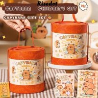 Xô ôm Capybara RISEDUT, Bộ văn phòng phẩm phong phú đáng yêu, Gói quà tặng Đồ dùng học tập đa năng di động