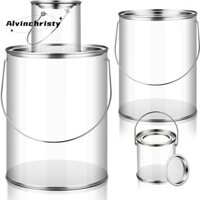 Xô Sơn Xô Trong Suốt Có Nắp Kim Loại Và Tay Cầm Trang Trí Thùng Nhựa Trong Suốt Bảo Quản Sơn Trong Suốt Có Thể 8 Gói