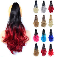 Xoăn Đuôi Ngựa Ombre Nâu / Xám Móng Vuốt Đuôi Ngựa Tổng Hợp Tóc Dài Kẹp Trong Tóc Nối Dài Màu Sắc Chuyển Đổi Đuôi Ngựa