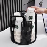 Xoay Cốc Giấy Giá Để Đồ Ngăn Nhựa Dùng Một Lần Cốc Giấy Đựng Trà Sữa Quán Cà Phê Nắp Cốc Tổ Chức