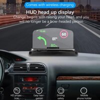Xoitop Giá đỡ điện thoại di động HUD Máy chiếu định vị ô tô Màn hình hiển thị đầu lên Bộ sạc không dây QI Giá đỡ ô tô VN