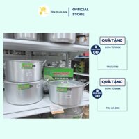 Xoong Nhôm, Nồi Nhôm, Nồi Đáy Bằng Xi Bóng Kim Hằng 16,18,20,22,24cm Mta-Mart, Dày Dặn, Tiện Lợi, Hàng Chính Hãng