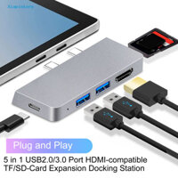 [Xs] Đầu đọc thẻ hiệu quả không cần ổ cắm tốc độ cao Hub 6 cổng Type-C USB2.0 / 3.0 Cổng HDMI tương thích TF / SD-Card Docking Station cho Surface Pro 8