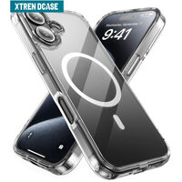 Xtrend Siêu Sang Trọng Vòng Từ Tính Trong Suốt Màu Đen Mờ Vỏ Điện Thoại Cứng Cho iPhone 16 Pro Max Sạc Không Dây Chống Sốc Tương Thích