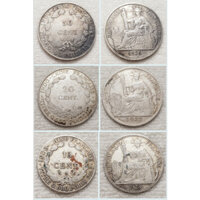 Xu Bạc hoa xoè Đông Dương - Bộ xu 3 MG sưu tầm giá rẻ - Chuẩn cổ