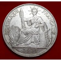 Xu Đông Dương - 20 cent Bạc hoa Xoè 1937 sắc nét đẹp
