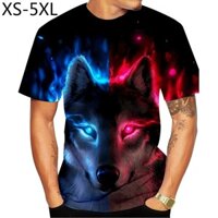 Xu Hướng Mùa Hè In 3d Hoạt Hình Sói Nam Áo Thun Thời Trang Cổ Tròn Tay Ngắn Thoải Mái Hip Hop Street Áo Thun Quá Khổ