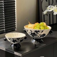 Xu Hướng Quốc Gia Mực Gốm Đĩa Trái Cây Nhà Hàng Gốm Chân Cao Đĩa Trái Cây