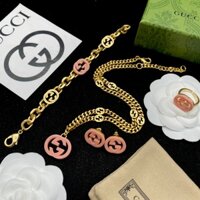 Xu Hướng Thời Trang Mới Vintage GG Chữ Mặt Dây Chuyền Vòng Cổ Vòng Tay Nhẫn Vàng 18K