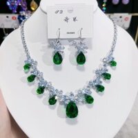 Xu Hướng Thời Trang Zircon Vòng Cổ Sang Trọng Bông Tai Bông Tai Bông Tai Bông Tai Bông Tai Bộ Vòng Cổ Pha Lê Bông Tai Kim Cương Xanh