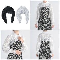 Xu Ren Thêu Puff Tay Dài Nửa Đầu Cho Nữ Áo Xù Cổ Giả Nữ Có Thể Tháo Rời Cổ Giả