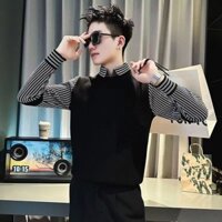 Xuân Thu Đông Kỳ Nghỉ Hai Mảnh Áo Len Nam Ve Áo Top Phong Cách Mới Bên Trong Đáy Áo Dệt Kim Influencer