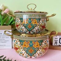【Xuất Khẩu Sang Nga】Nồi Tráng Men Cực Dày Nồi Hầm Tai Đôi Nồi Canh Gia Dụng Nồi Lẩu Bếp Từ Thông Dụng