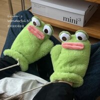 Xúc Xích Miệng Ếch Găng Tay Nữ Đi Chơi Mùa Đông Ấm Áp Chống Lạnh Bao Gồm Găng Tay