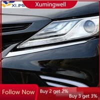 Xuming Thép Không Gỉ Đèn Pha Ô Tô Lông Mày Mí Mắt Cho Xe Toyota Camry 2018 2019 2020 8th Kiểu Dáng Xe Phía Trước Đèn Pha Lông Mày Viền Bao Phụ Kiện