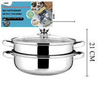 Xửng hấp inox 304 cực bền, sử dụng tiện lợi HL03 lẩu inox 2 tầng Hotpot 28 cm- nồi xửng inox
