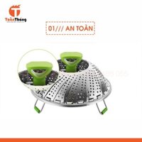 Xửng hấp, vỉ hấp, đồ xôi inox 304 đa năng gấp gọn, có tay nhấc, chân đế tiện ích