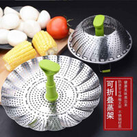 Xửng hấp, vỉ hấp, đồ xôi inox 304 đa năng gấp gọn, có tay nhấc, chân đế tiện ích loại to 28cm