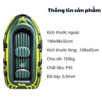 Xuồng bơm hơi cao su siêu dai có áo phao, thuyền hơi 2 người câu cá dã ngoại, thuyền cao su bơm hơi tải 115kg