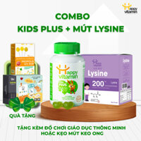 Xương răng chắc khỏe Happy Vitamin Bổ Sung Lysine Monohydroclorid, D3, K2MK7 (1 Hộp Kids Plus + 1 Hộp Mút Lysine)