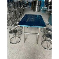 [Xưởng  sản xuất] Bàn inox chân vuông gấp gọn(có ship trong ngày) bàn ăn inox tròn, chữ nhật dày loại 1