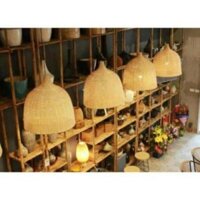 Xưởng SX- đèn mây tre đan,  Đèn mây tre hình chuông , nơm đen trang trí homestay act -097894545