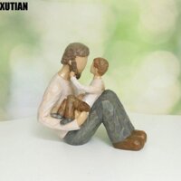 Xutian Thân mật Cha Con Tượng, Nhựa Nghệ thuật Handmade Đồ trang trí Cha và Con, Phong cách Mỹ Điêu khắc gỗ độc đáo Máy tính để bàn
