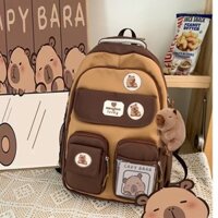 Xuyên biên giới Học sinh tiểu học Schoolbag Kapibara Capybara Ba lô High-Value Preppy Style Large-Capa