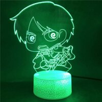 XXCZB 3D Illusion Lamp Led Night Light Eren Yeager Chibi Figure for Home Decor Cool Attack On Titan Kids Presents Table Lamp Room Decoration Sleep ...