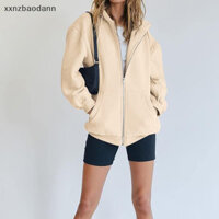 [Xxnzmm] Áo Hoodie dài tay mùa thu Áo khoác lông cừu cỡ lớn có túi LEED