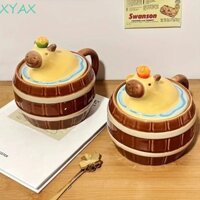 Xyax Capybara Cốc Xô Nước Có Nắp Tay Cầm Quà Tặng Giáng Sinh Sáng Tạo
