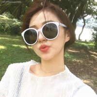 XYP Kính Râm Kính Râm Gọng Tròn Retro Màu Be Cho Nữ Kính Bột Thạch Harajuku Hàn Quốc Sửa Chữa Khuôn Mặt