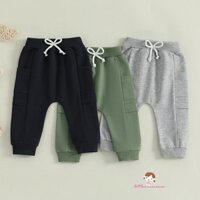 Xzq-baby Boy Quần Màu Trơn Quần Jogger Co Giãn Quần Có Túi Quần Thường Ngày Cho Bé Sơ Sinh