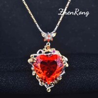 Ý Họa Tiết Khắc Kim Loại Thủ Công Fanta Đá Mặt Dây Chuyền Hai Màu Kim Cương Xanh Tổ Chim Cắt Vàng Kim Cương Vòng Cổ Nữ❤