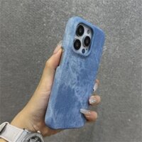 Y2k INS Giặt Màu Denim Jeans Ốp Lưng Điện Thoại iPhone 16 15 13 14 12 Pro Max Plus Tie Dye Cool Creative Soft Silicone Cover