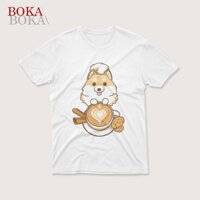 Y7Y7 Áo thun Cotton Trắng In Hình Chó Corgi Unisex 4 V07