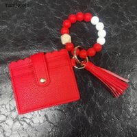 Yabijojojo Vòng Tay Hạt Silicon Da Chắc Chắn Túi Đựng Thẻ Vòng Tay Móc Khóa Silicon Đính Hạt Vòng Tay Da sel Ví Lắc Tay MỚI