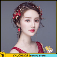 YADORNOS Bộ Bông Tai Kẹp Tóc Và Kẹp Tóc Hình Hoa Truyền Thống Trung Quốc handmade Dành Cho Cô D