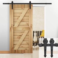 Yaheetech 6 FT Sliding Barn Door Hardware Set Modern Steel Interior Wood Closet Track Kit Black