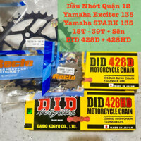 Yamaha Spark 135 Exciter 135 4 Số 2010 Nhông 15T - Dĩa 39T Recto + Sên DID Vàng Made in Japan