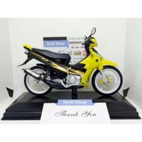 YAMAHA YAZ 125cc (Y125ZR) MÔ HÌNH XE MOTOR ( VÀNG - ĐEN - bánh trắng ) tỉ lệ 1/12