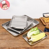 Yanca Khay nướng bánh bằng thép không gỉ có giá đỡ dây Bánh nướng BBQ Chảo khay Tấm lò nướng Giá nướng thịt Dụng cụ nướng VN