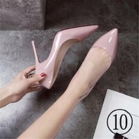 Yang Mi Cùng Phong Cách Siêu Mịn Gót Mũi Nhọn Xanh Giày Cao Gót 2018 Phong Cách Mới OL Nông Miệng Giày Nữ Đỏ Cưới Giày 10CM