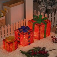 [yanyujiace] Hộp Quà Giáng Sinh Có Đèn Trang Trí Nhà Cửa Kích Thước Nhỏ Nhắn Cho Cây Thông Noel set 3 Món Phụ Kiện