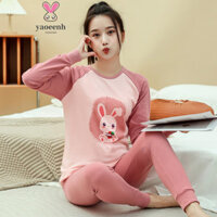 【YAOEENH】140-180cm Thu Đông Phong Cách Trung Bình Trẻ Em Lớn Hoạt Hình Quần Áo Mùa Thu Quần Dài Bộ Đồ Ngủ Quần Áo Gia Đình Thanh Niên Nguyên Chất Bộ Đồ Lót Cotton Hàng Sẵn Có Vận Chuyển Nhanh