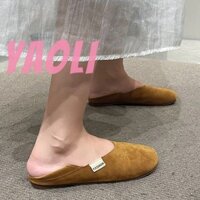 YAOLI Giày Nữ Da Lộn Thấp Gót Tròn Giày Đế Bằng Mềm Mại Và Thoải Mái