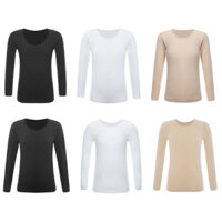 Yartina Trẻ Em Bé Gái Giữ Nhiệt Áo Màu Trơn Cổ Tròn Dài Tay Áo Sơ Mi Đế Co Giãn Cho Khiêu Vũ Tập Luyện