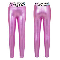 Yartina Trẻ Em Bé Gái Kim Loại Sáng Bóng Quần Legging In Hình Thời Trang Quần Thắt Lưng Giữa Quần Cho Khiêu Vũ Tập Yoga Thể Dục Dụng Cụ