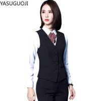 Yasuguoji Thời Trang Mới Kinh Doanh Slim Fit Nữ Áo Vest OL Cổ Chữ V Trang Trọng Văn Phòng Nữ Áo Vest Plus Kích Thước Đồng Phục Mặc Công Sở