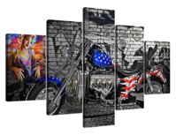 Yatsen Bridge Large Canvas Painting Home Decor Marilyn Monroe Retro Motorcycle with American Flag 5 Panel Pictures Wall Art Living Room Decorations...